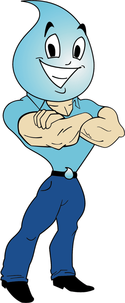 JB Water & Air's illustrated water-drop mascot